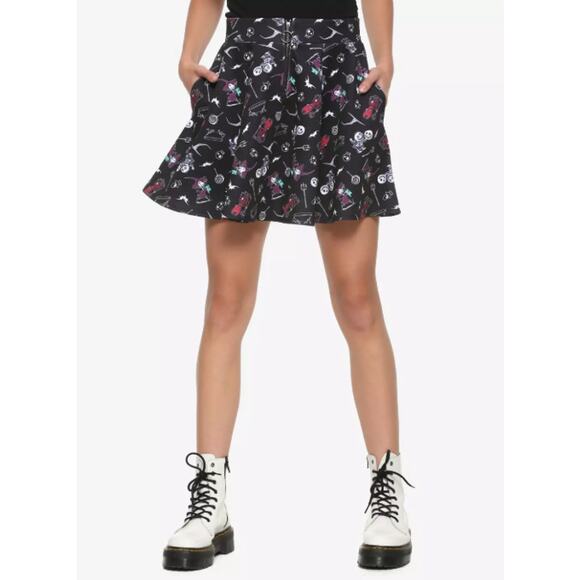 Disney The Nightmare Before Christmas O-Ring Skater Skirt Black Womens Plus 3X - Picture 1 of 9